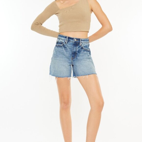 Hazel Blues® |  Kancan Raw Hem High Waist Denim Shorts - Picture 1 of 13